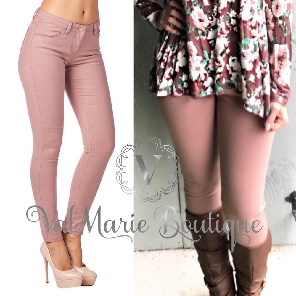 Mauve Stretchy Skinny Jeans - Picture 2 of 8